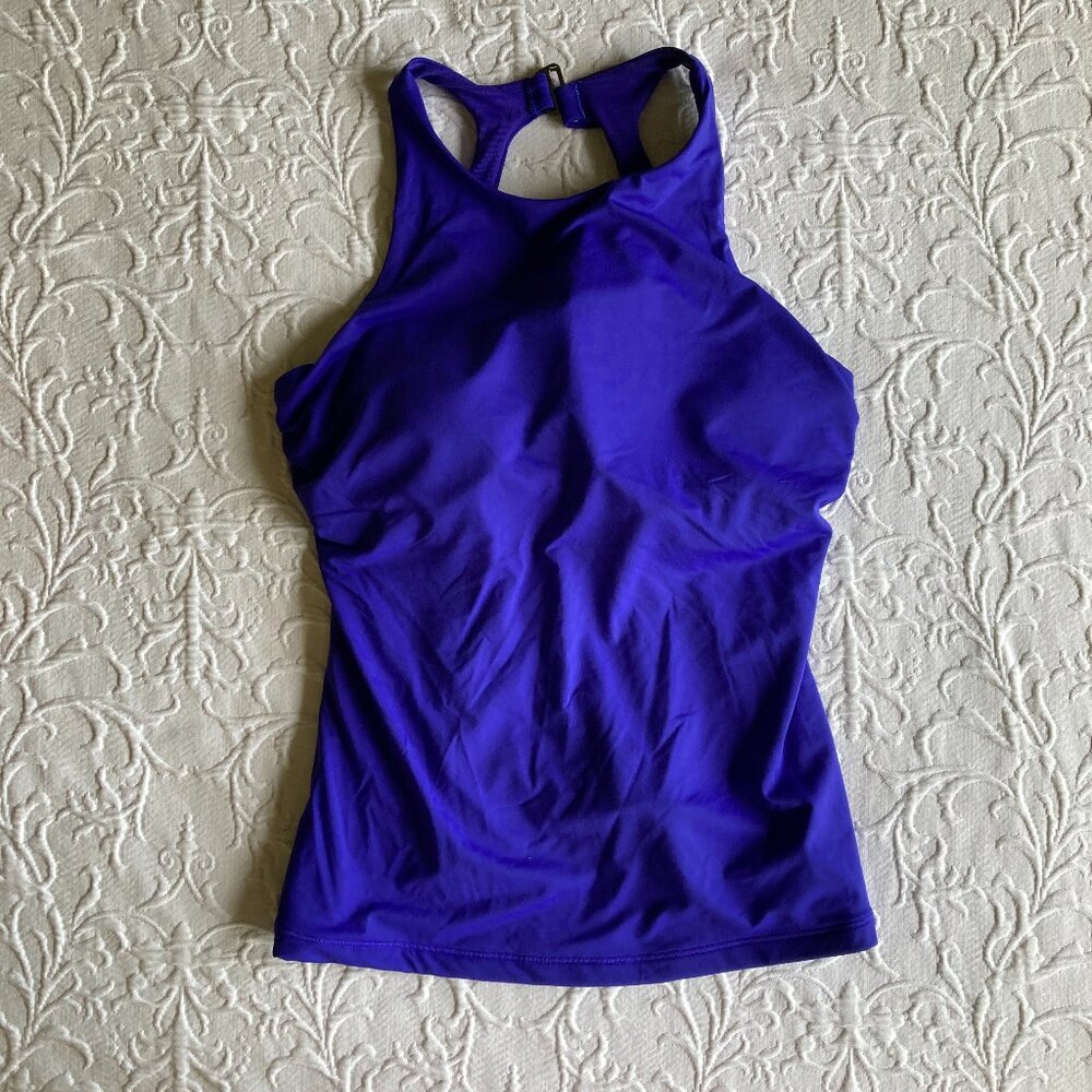 New Athleta bikini tankini top, bright cobalt royal blue, small 34 D/DD